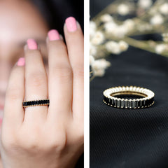 Baguette Cut Created Black Diamond Eternity Band Ring