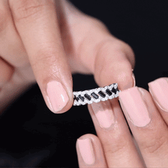 Lab Grown Black Diamond Eternity Band With Real White Diamond