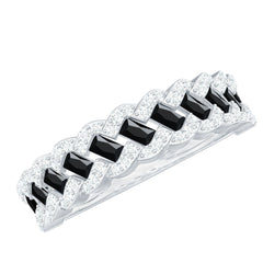Lab Grown Black Diamond Eternity Band With Real White Diamond