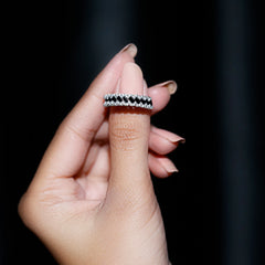 Lab Grown Black Diamond Eternity Band With Real White Diamond