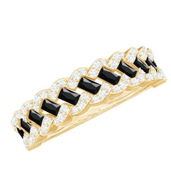 Lab Grown Black Diamond Eternity Band With Real White Diamond