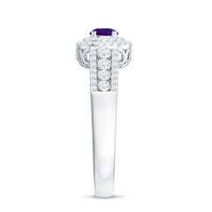3 CT Amethyst Double Halo Engagement Ring with Moissanite