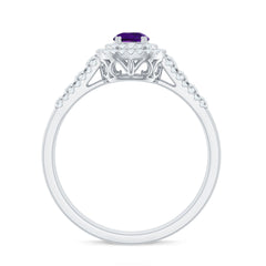 3 CT Amethyst Double Halo Engagement Ring with Moissanite