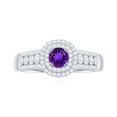 3 CT Amethyst Double Halo Engagement Ring with Moissanite