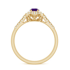 3 CT Amethyst Double Halo Engagement Ring with Moissanite