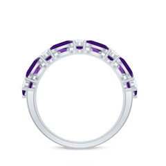 3.50 CT Amethyst and Moissanite Three Row Wedding Band