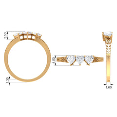 3/4 CT Heart Shape Zircon Three Stone Promise Ring
