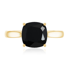 2 Carat Cushion Cut Black Spinel Solitaire Engagement Ring