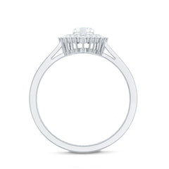 Certified Real 0.25 Carat Diamond Heart Engagement Ring with Double Halo