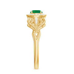 AAA Quality Emerald and Diamond Vintage Inspired Engagement Ring