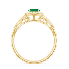 AAA Quality Emerald and Diamond Vintage Inspired Engagement Ring