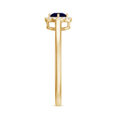 Dainty Blue Sapphire and Diamond Floating Halo Ring