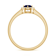 Dainty Blue Sapphire and Diamond Floating Halo Ring