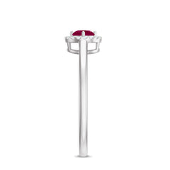 Genuine Ruby Promise Ring with Diamond Halo