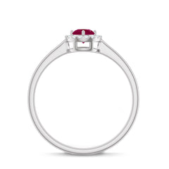 Genuine Ruby Promise Ring with Diamond Halo
