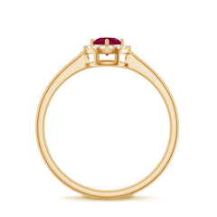 Genuine Ruby Promise Ring with Diamond Halo