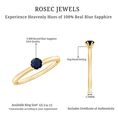 1/4 CT Solitaire Blue Sapphire Promise Ring