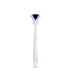 1/2 CT French Set Solitaire Blue Sapphire and Diamond Minimal Ring