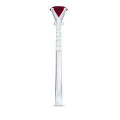 1/2 CT Round Ruby Solitaire Promise and Diamond Ring