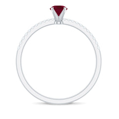 1/2 CT Round Ruby Solitaire Promise and Diamond Ring