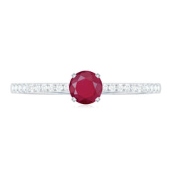 1/2 CT Round Ruby Solitaire Promise and Diamond Ring