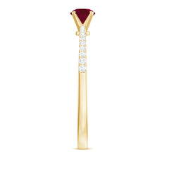 1/2 CT Round Ruby Solitaire Promise and Diamond Ring