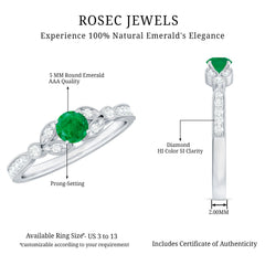 Natural Emerald Vintage Inspired Engagement Ring with Diamond