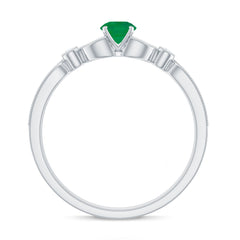 Natural Emerald Vintage Inspired Engagement Ring with Diamond