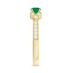 Natural Emerald Vintage Inspired Engagement Ring with Diamond