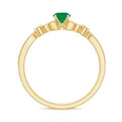 Natural Emerald Vintage Inspired Engagement Ring with Diamond