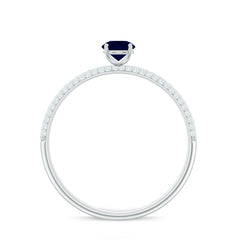 Blue Sapphire Ring with Diamond Simple Engagement Ring