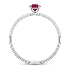Natural Ruby Solitaire Ring with Diamond Side Stones