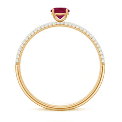 Natural Ruby Solitaire Ring with Diamond Side Stones