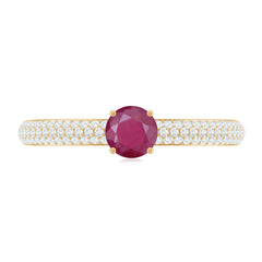 Natural Ruby Solitaire Ring with Diamond Side Stones