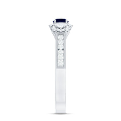 1 CT Vintage Inspired Blue Sapphire Engagement Ring with Diamond