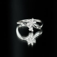 Diamond Floral Ring with Curved Shank