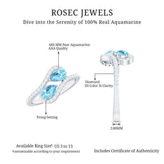 0.7 Carat Aquamarine Two Stone Engagement Ring with Diamond