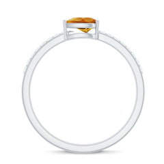 Natural Pear Shape Citrine Engagement Ring with Diamond