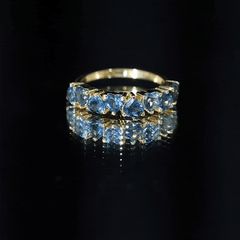 Brilliant Cut Heart London Blue Topaz Half Eternity Band
