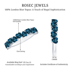 Brilliant Cut Heart London Blue Topaz Half Eternity Band