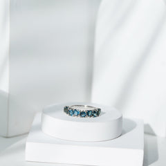 Brilliant Cut Heart London Blue Topaz Half Eternity Band