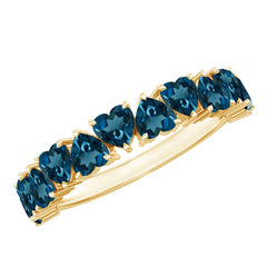 Brilliant Cut Heart London Blue Topaz Half Eternity Band