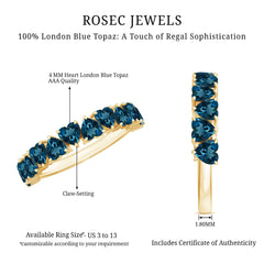 Brilliant Cut Heart London Blue Topaz Half Eternity Band
