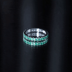 French Pave Set Lab Emerald Stackable Eternity Ring