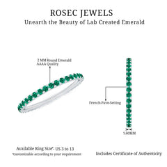 French Pave Set Lab Emerald Stackable Eternity Ring