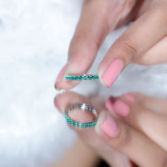 French Pave Set Lab Emerald Stackable Eternity Ring