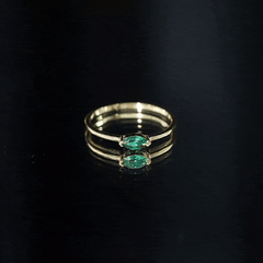 4X8 MM Marquise Lab Grown Emerald East West Promise Ring