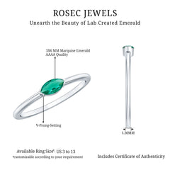 4X8 MM Marquise Lab Grown Emerald East West Promise Ring
