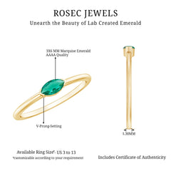 4X8 MM Marquise Lab Grown Emerald East West Promise Ring