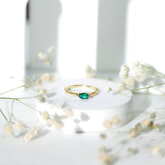 4X8 MM Marquise Lab Grown Emerald East West Promise Ring
